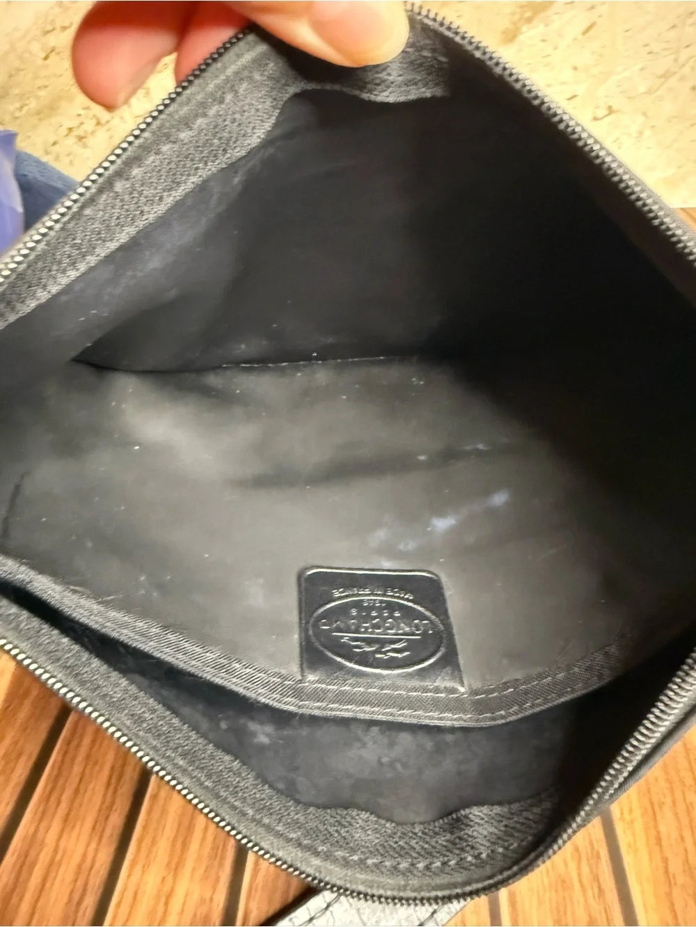 Longchamp Black Nylon Leather Hobo Shoulder Bag Silver Hardware